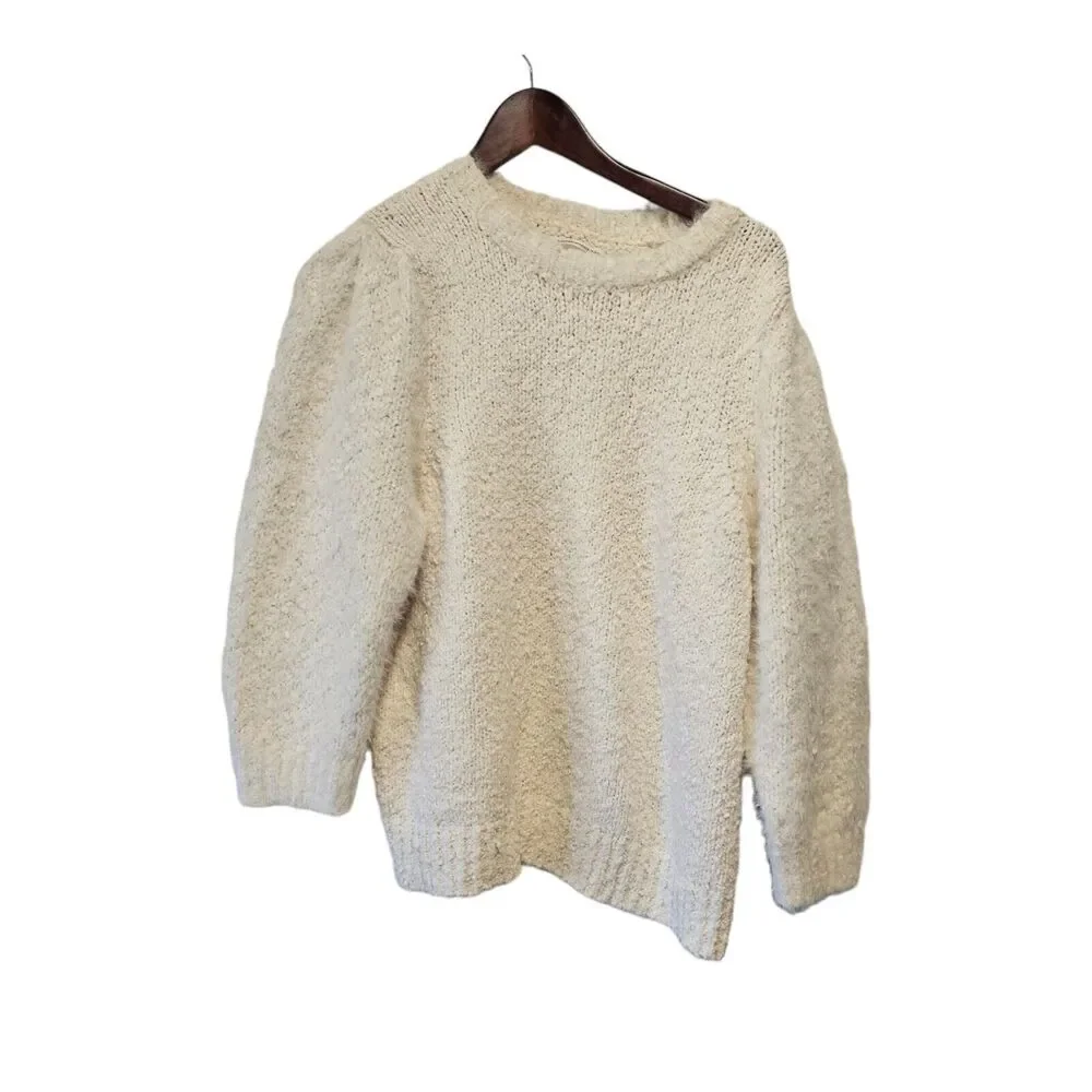 Anthropologie Sweater‎ Cream Plush Heavy Knit Size XL